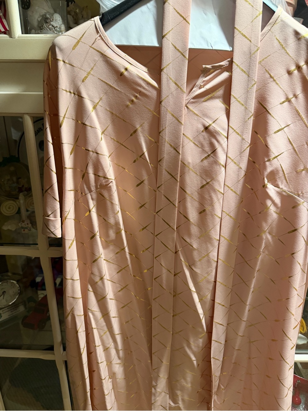 SHEIN Pale Pink Dress with Gold Diamond Accents